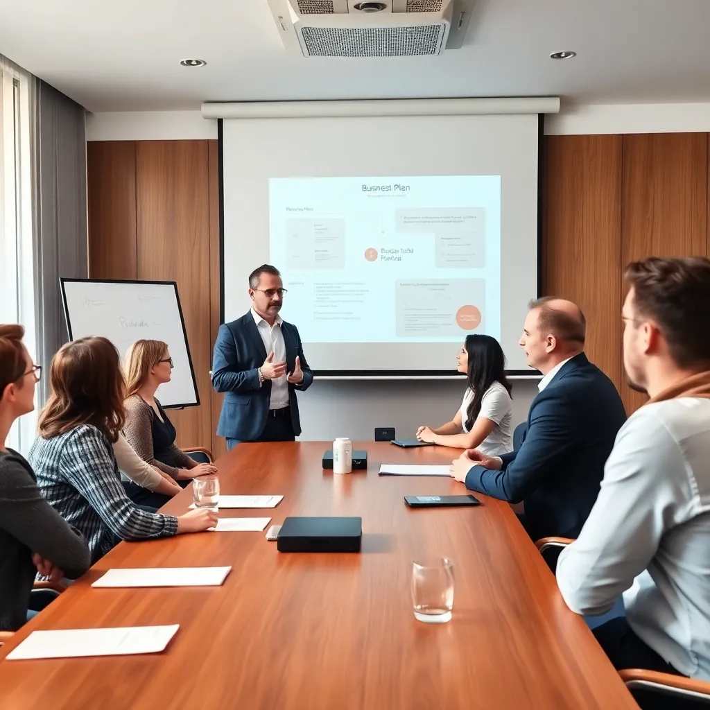 Een ondernemer werkt aan financiële planning met spreadsheets en grafieken